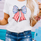 Stripes and Stars Bowknot Print T Shirt