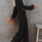 Corded Cropped Pullover and Wide Leg Pants Set