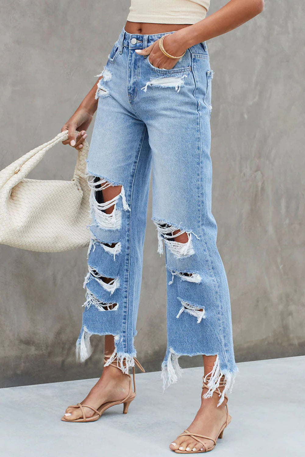 Heavy Destroyed High Waist Jeans