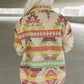 Western Aztec Print Button Flap Pocket Shacket