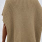 High Neck Short Batwing Sleeve Textured Knit Sweater
