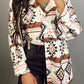 Aztec Print Loose Fit Buttoned Long Sleeve Shirt