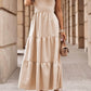 Crossover Backless Bodice Tiered Maxi Dress