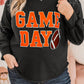 Game Day Rugby Football Graphic Sequin Patchwork Sleeve Plus Size Top