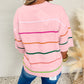 Colorblock Striped Half Sleeve Drop Shoulder Sweater