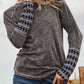 Aztec Patchwork Ribbed Long Sleeve Top
