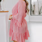 Ruffled Knotted Open Back Wrap V Neck Plus Size Dress
