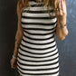 Stripe Hollowed Knit Sleeveless Sweater Dress