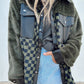 Fleece Checkerboard Flap Pocket Snap Button Jacket