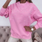 Pearl Detail Ribbed Crew Neck Sweatshirt