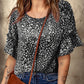 Leopard Spotted Ruffle Sleeve T-Shirt