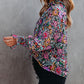 Floral Print Ruffled Long Sleeve V-Neck Blouse