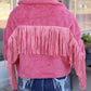 Fringed Full Zipper Fleece Jacket