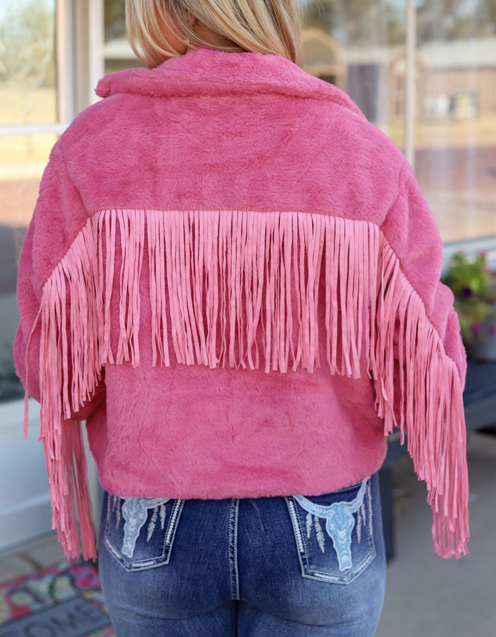 Fringed Full Zipper Fleece Jacket