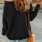 Solid Color Off Shoulder Rib Knit Sweater with Pocket