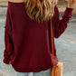 Solid Color Off Shoulder Rib Knit Sweater with Pocket