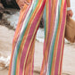 Stripe Plus Size Boho Smocked Waist Loose Pants