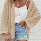 Hollow Out Knit Drop Shoulder Open Front Cardigan