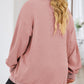 Plus Size Corded Round Neck Sweatshirt