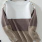 Colorblock Knitted Buttoned Shoulder Sweater