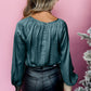 Sequin Cuffs Bubble Sleeve Blouse