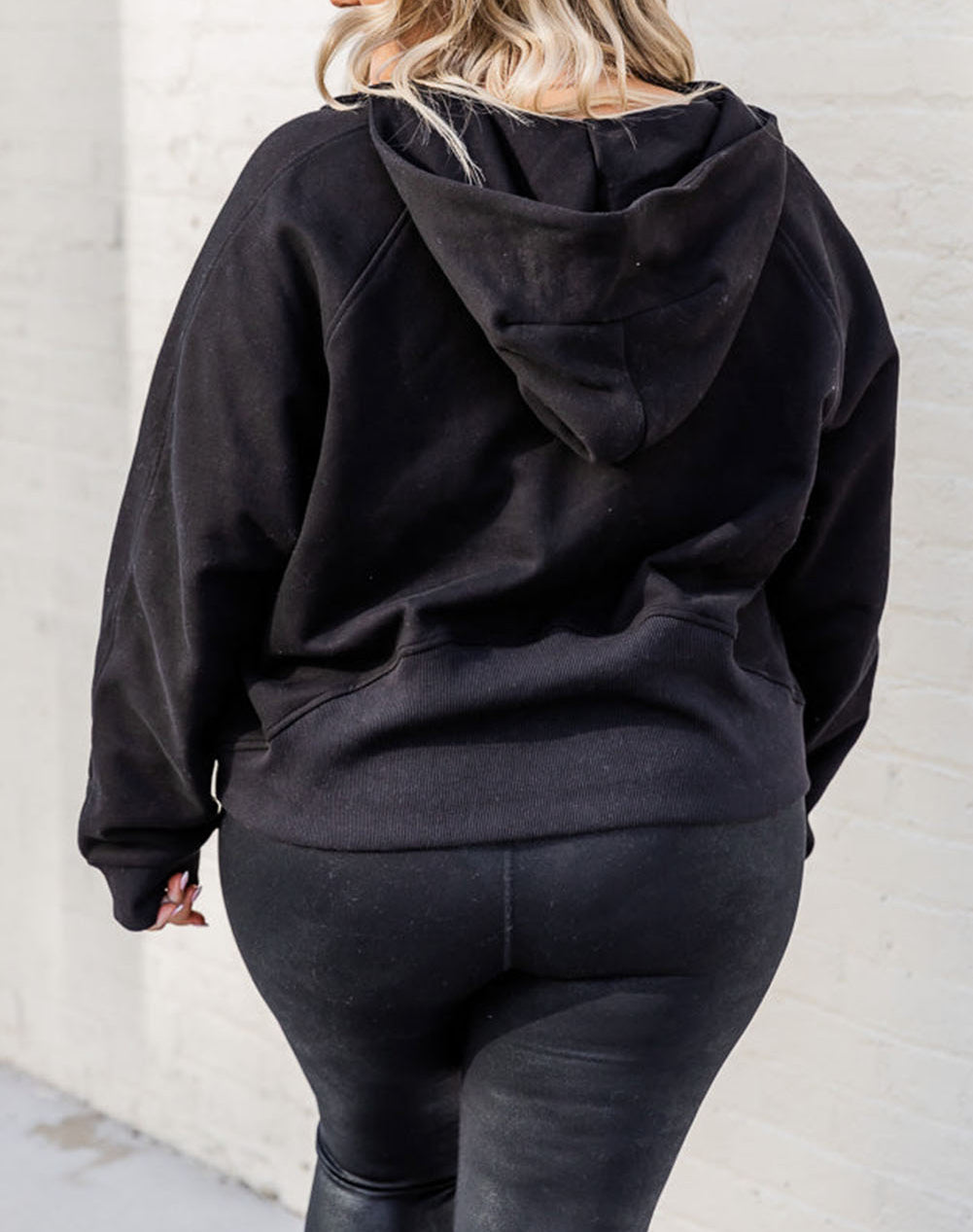 Half Zipper Kangaroo Pocket Plus Size Hoodie