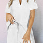 Textured Notch V Neck Drawstring Shorts Set
