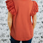 Tiered Ruffled Sleeve Crew Neck T Shirt