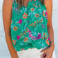 Floral Print Buttoned Neckline Tank Top