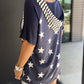 Stars and Stripes Print Drawstring Hooded T Shirt