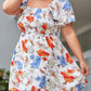 Floral Smocked Flared Plus Size Dress