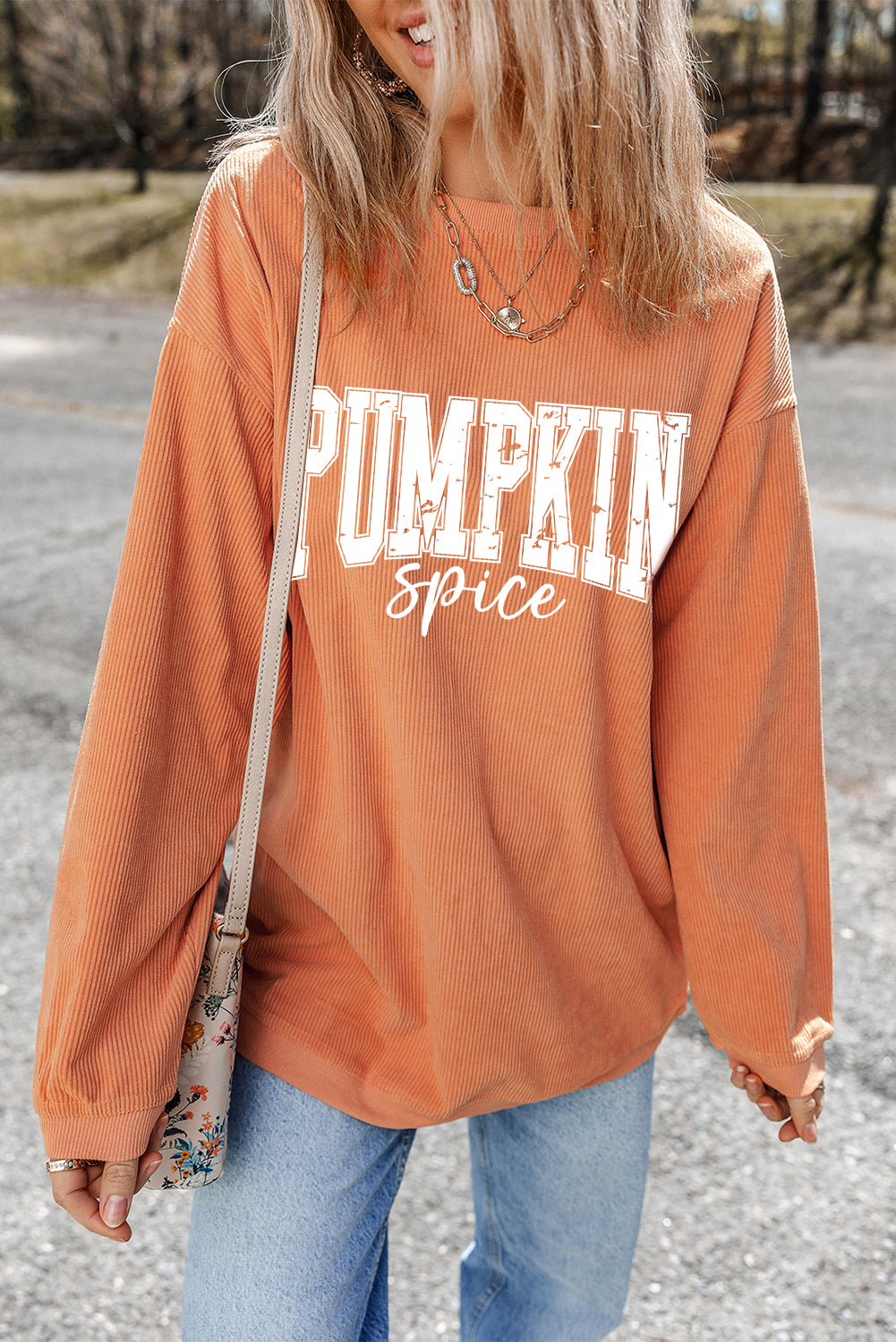 PUMPKIN Spice Graphic Corded Crewneck Sweatshirt