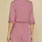 Roll up Sleeve Flap Pockets Drawstring Playsuit