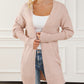 Ribbed Trim Puff Sleeve Open Cardigan