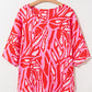 Abstract Print V Neck Batwing Sleeve Oversized Blouse