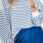 Stripe Drop Shoulder Crew Neck Loose Sweatshirt