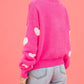 Fuzzy Valentine Hearts Drop Shoulder Sweater