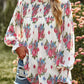 Floral Smocked Long Sleeve Frill High Neck Blouse
