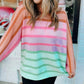 Gradient Striped Ribbed Edge Loose Sweater