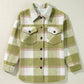 Plaid Print Buttoned Flap Pockets Baggy Shacket