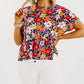 Floral Ruffle Peplum Short Sleeves Blouse