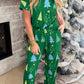 Christmas Tree Print V Neck Tee and Pants Lounge Set