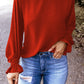 Crew Neck Ruffle Bubble Sleeve Top