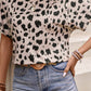 Leopard Batwing Sleeve Twist Cutout Back T-Shirt