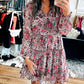 Floral Print Ruffle Tiered Puff Sleeve Mini Dress