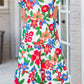 Flutter Sleeve V Neck High Waist Floral Midi Dress