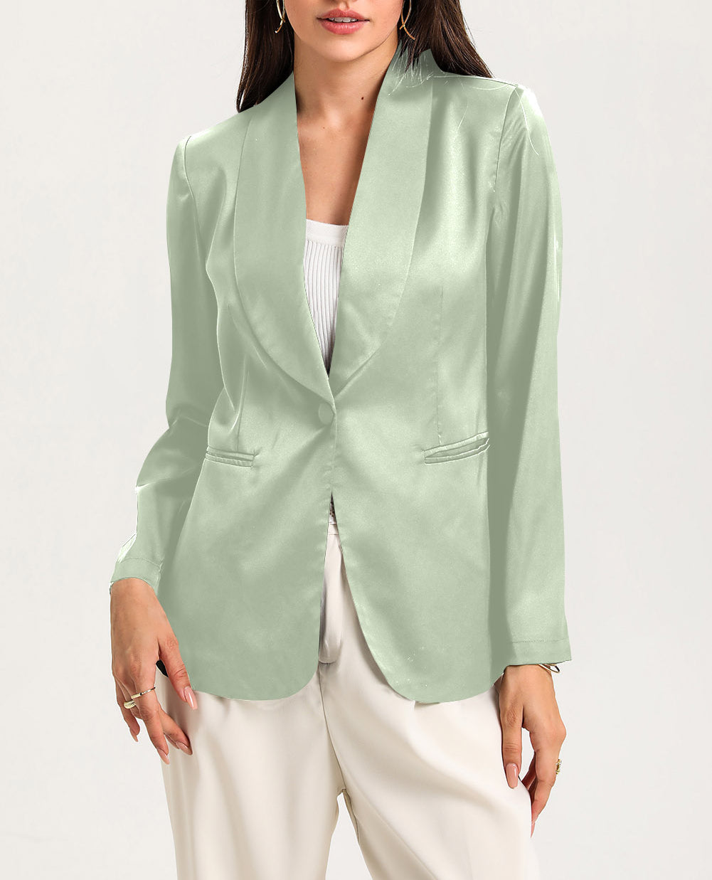 Collared Neck Single Breasted Blazer with Pockets