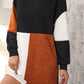 Color Block Drop Shoulder Rib Knit Mini Dress