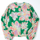 Floral Print Button up Pleated Puff Sleeve Loose Shirt