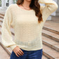 Apricot Sheer Openwork Knit Sweater